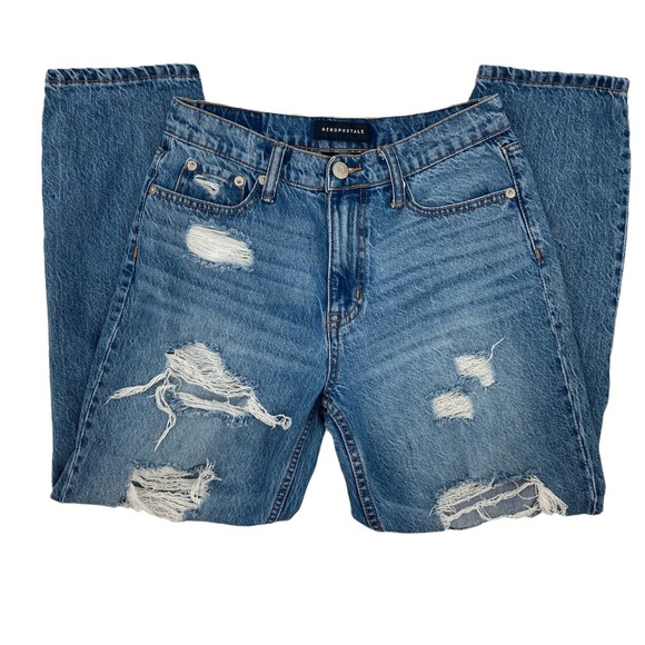 Aeropostale Size 6 High Rise Distressed Mom Jeans - 90 Vibes - Picture 4 of 10